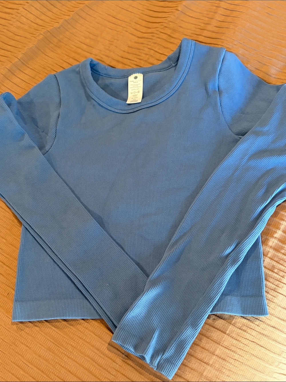 Yogalicious Blue Ribbed Long Sleeve Tee